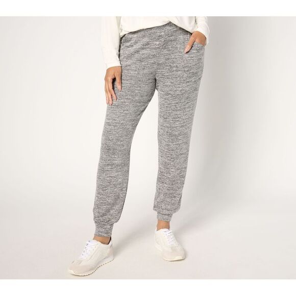 Anybody Women's Petite Pants PM Hacci Joggers with Crossover Gray A675620 - Picture 1 of 4